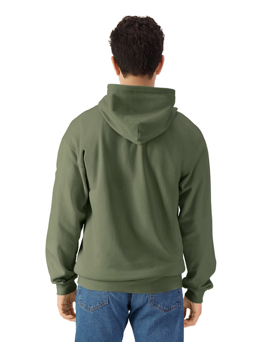 Gildan SF600 Unisex Softstyle Full-Zip Hooded Sweatshirt - Military Green - model back
