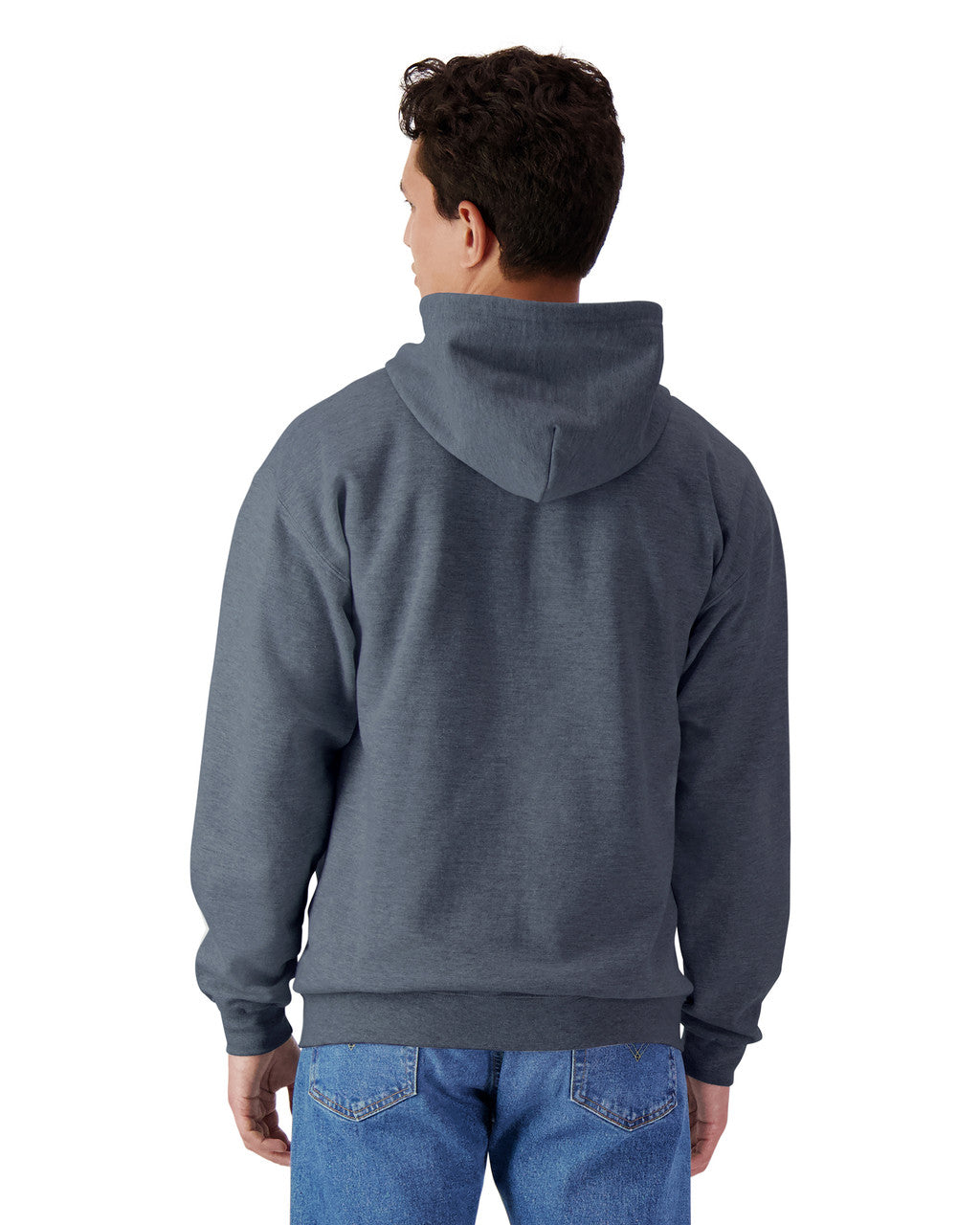 Gildan SF600 Unisex Softstyle Full-Zip Hooded Sweatshirt - Dark Heather - model back