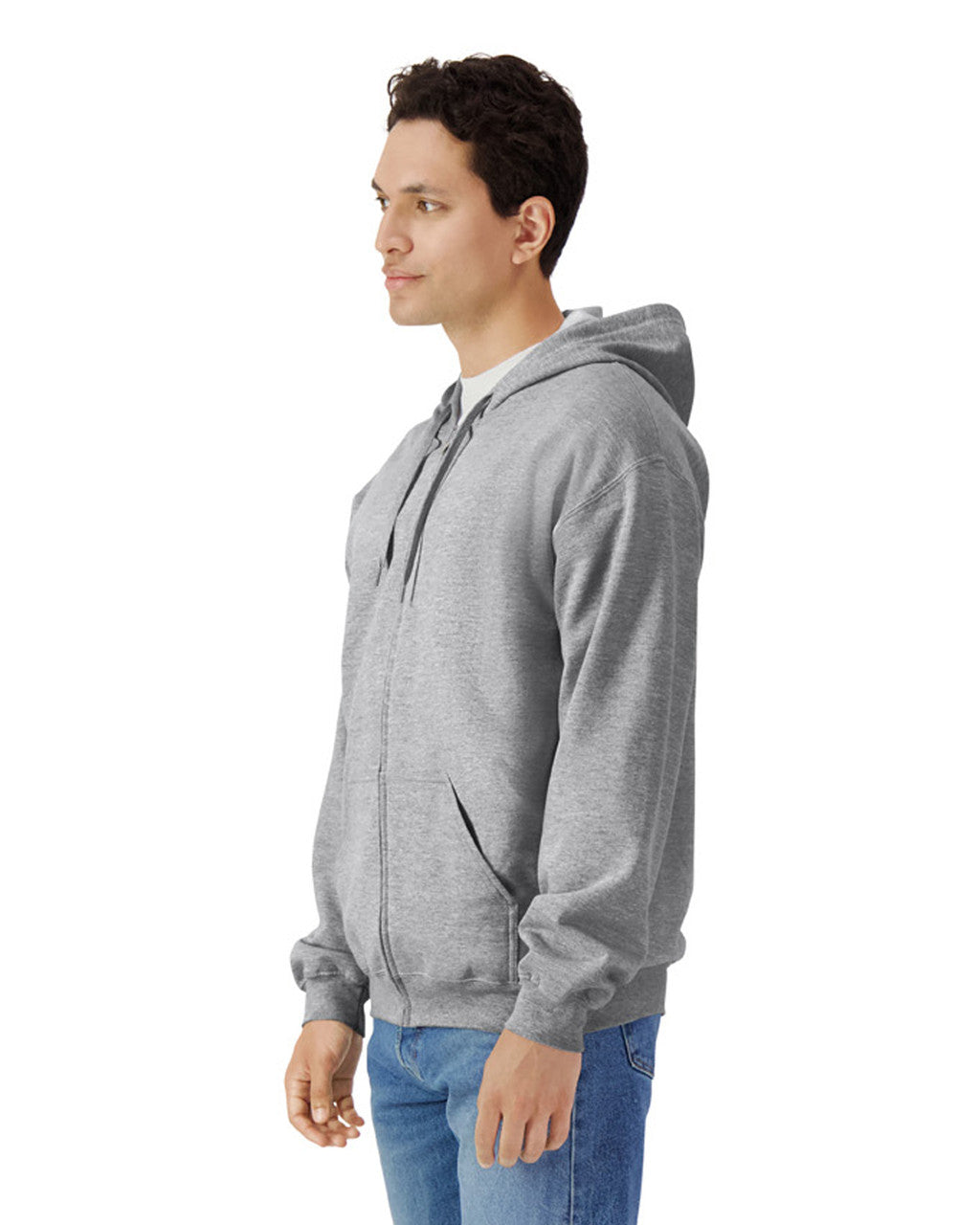 Gildan SF600 Unisex Softstyle Full-Zip Hooded Sweatshirt - Sport Grey - model side