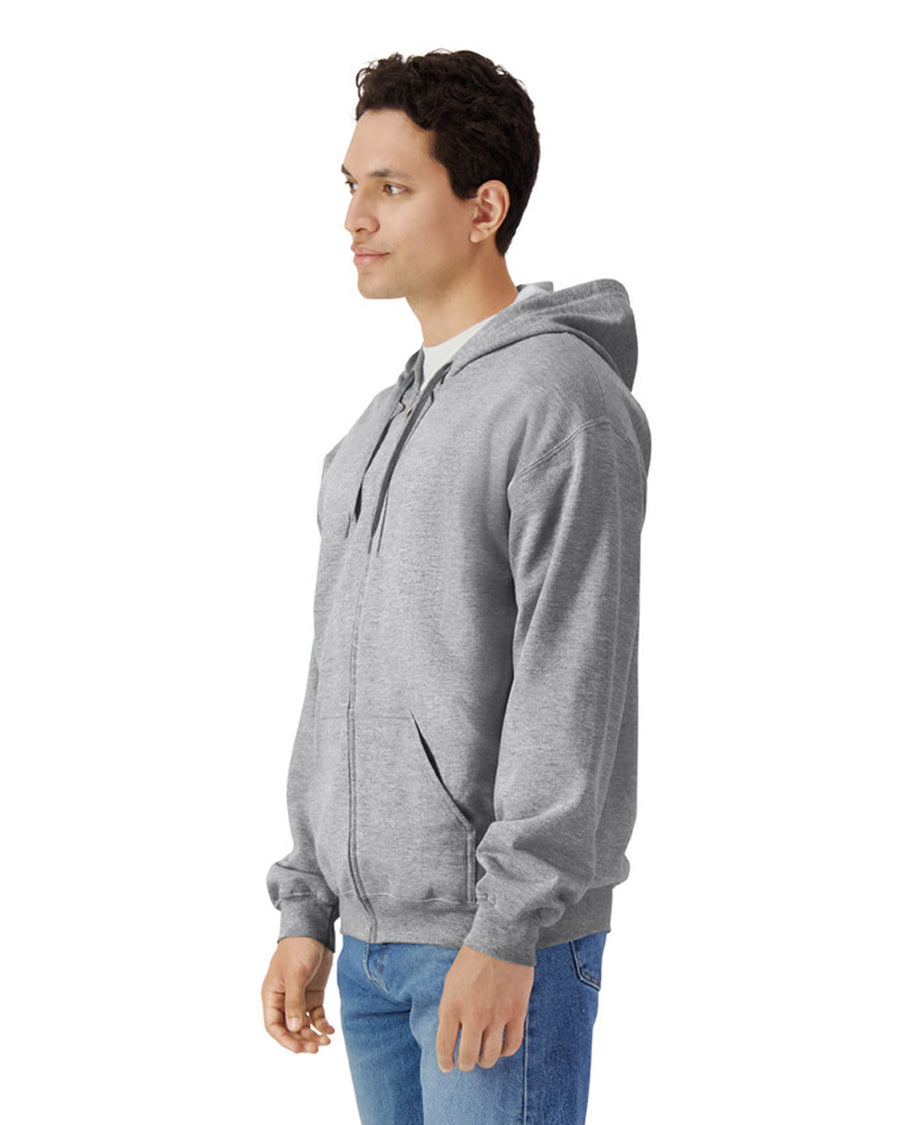 Gildan SF600 Unisex Softstyle Full-Zip Hooded Sweatshirt - Sport Grey - model side